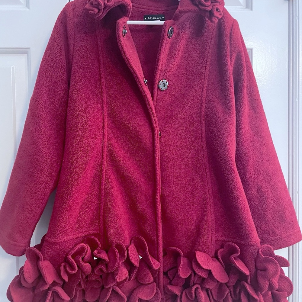 Kate Mack Red Ruffle Coat for Kids, size 7